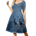 courte trapèze à manches bouffantes Howling Wolf pour femme, style mini, décontractée.
