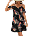 d'été mini à épaules dénudées Skull Goat pour femme, robe à volants pour les fêtes et la plage.
